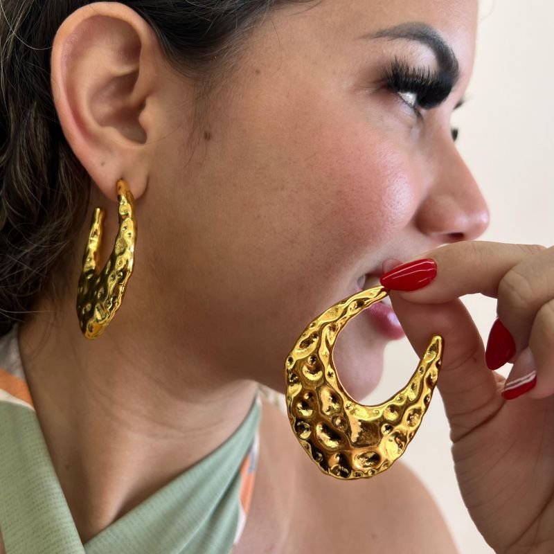 Brinco Biju Fina Ouro Velho Dourado/Ródio