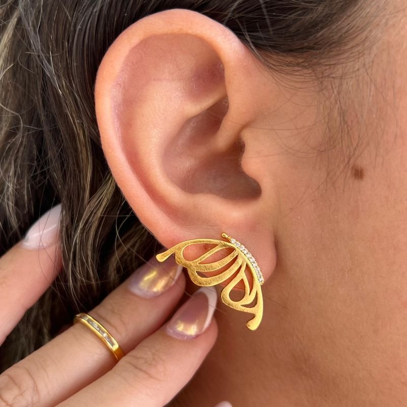 Brinco Borboleta Banho Ouro 18k/ Prata 925