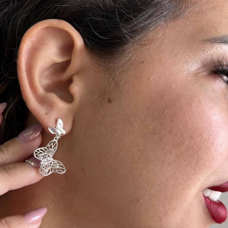 Brinco Borboleta Banho Ouro 18k/Prata 925