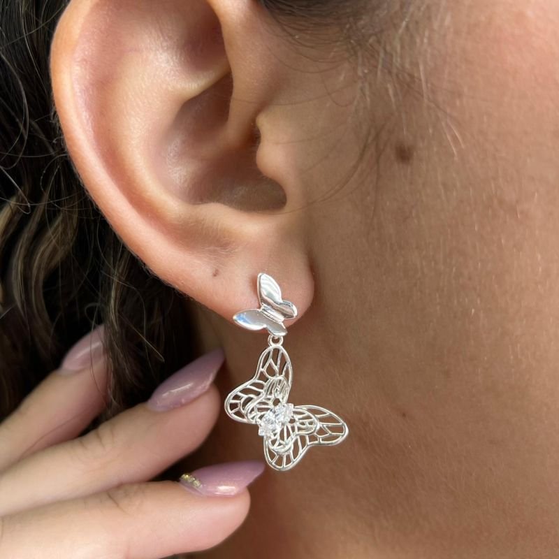 Brinco Borboleta Banho Ouro 18k/Prata 925