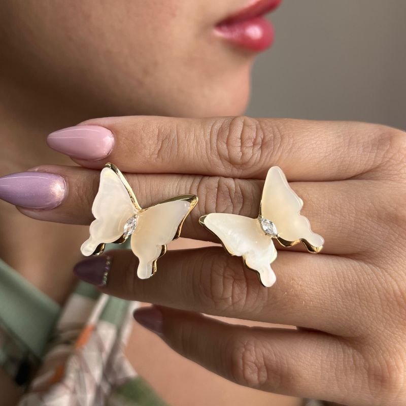 Brinco Borboleta Biju Fina Dourado/Ródio