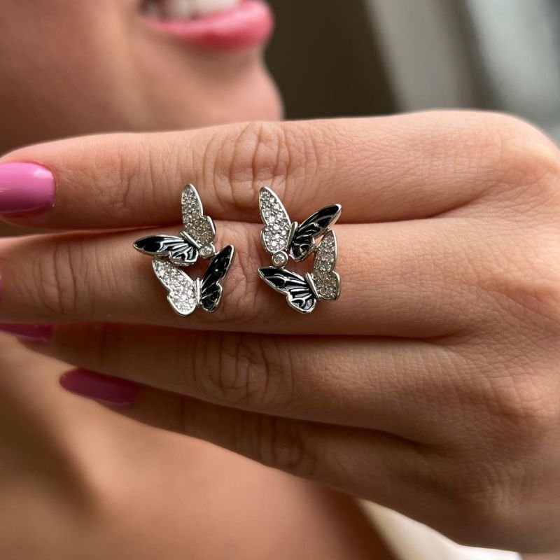 Brinco Borboleta Biju Fina Dourado/Ródio