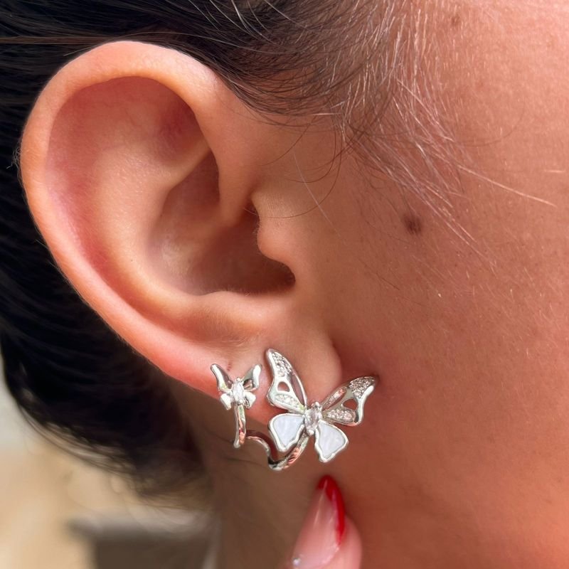 Brinco Borboleta Biju Fina Dourado/Ródio