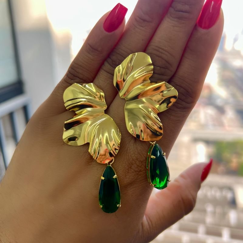 Brinco Chapeado C/ Zircônia Gota Banho Ouro 18k/Prata 925