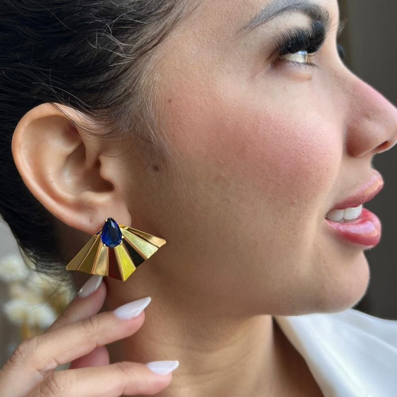 Brinco Chapeado C/ Zircônia Banho Ouro 18k