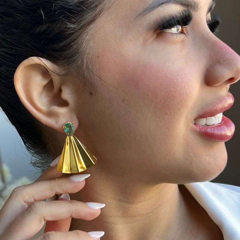 Brinco Chapeado C/ Zircônia Banho Ouro 18k