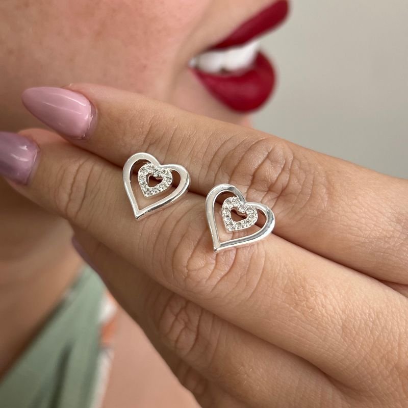 Brinco Coração Banho Ouro 18k/Prata 925