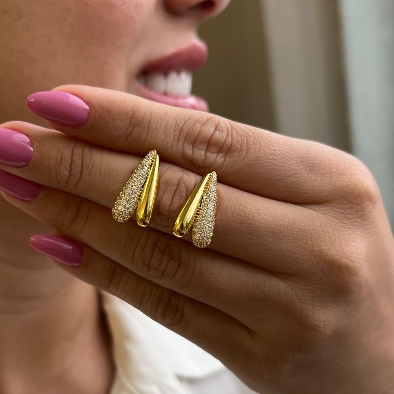 Brinco Cravejado Banho Ouro 18k/Prata 925