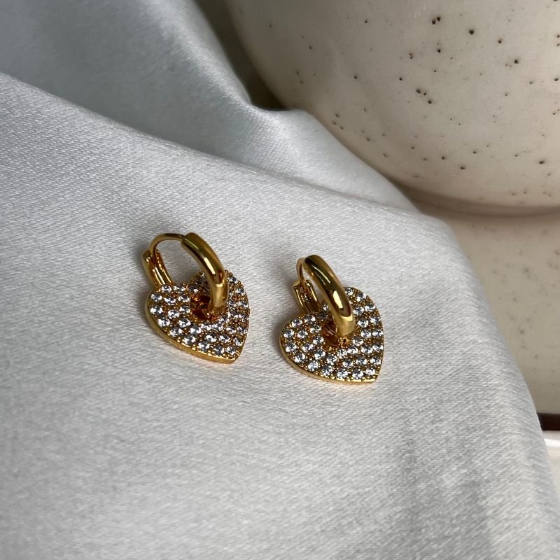 Brinco Cravejado Banho Ouro 18k/Prata 925