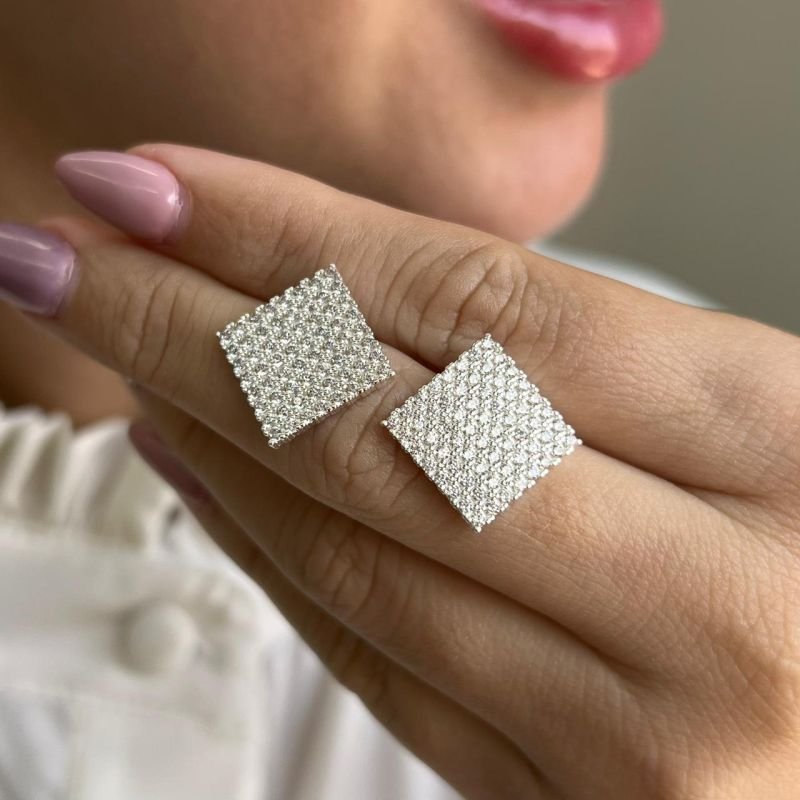 Brinco Cravejado Banho Ouro 18k/Prata 925