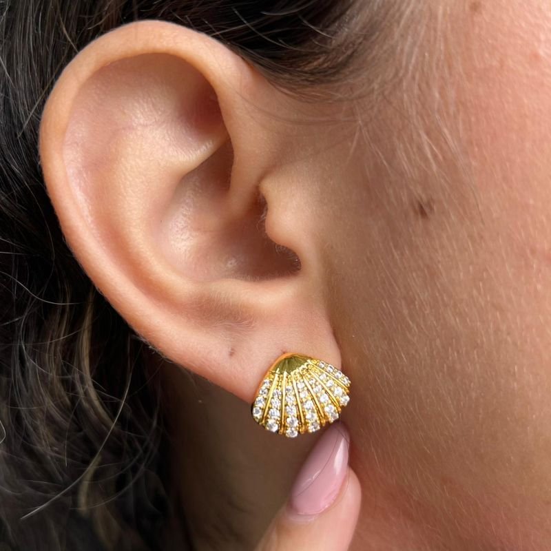 Brinco Cravejado Banho Ouro 18k/Prata 925