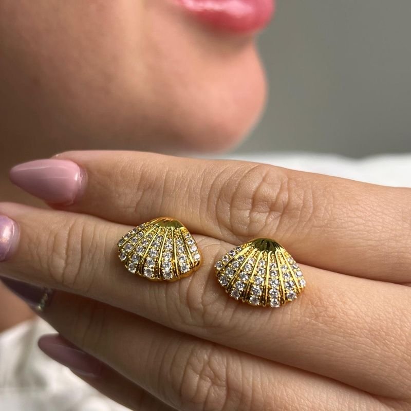 Brinco Cravejado Banho Ouro 18k/Prata 925