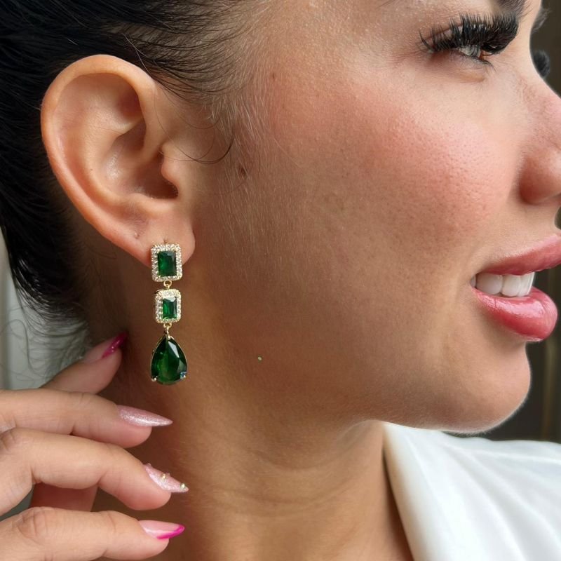 Brinco Cravejado Biju Fina Dourado/Ródio