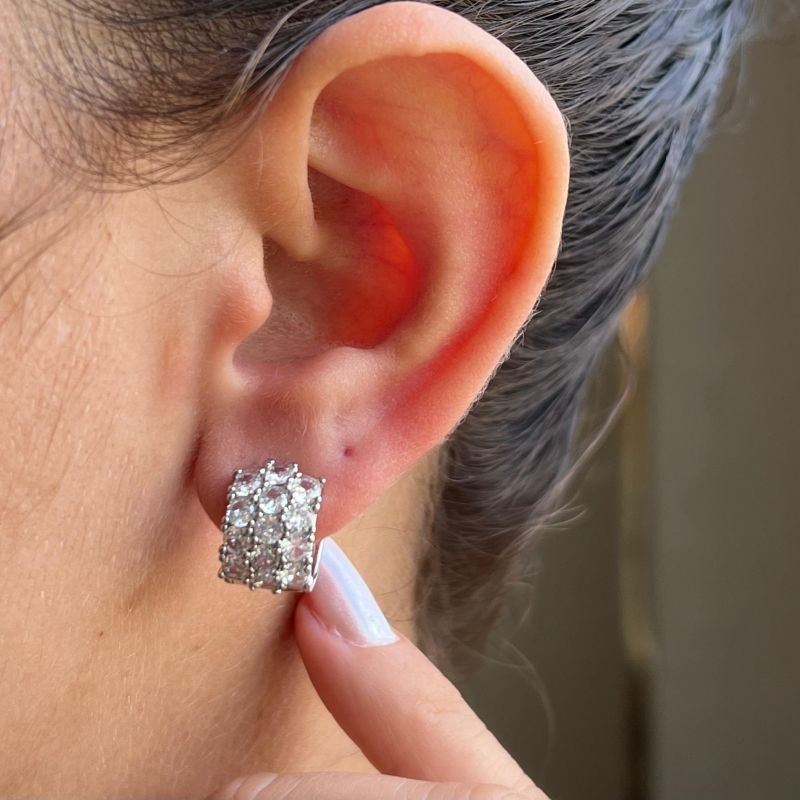 Brinco Cravejado Biju Fina Ródio