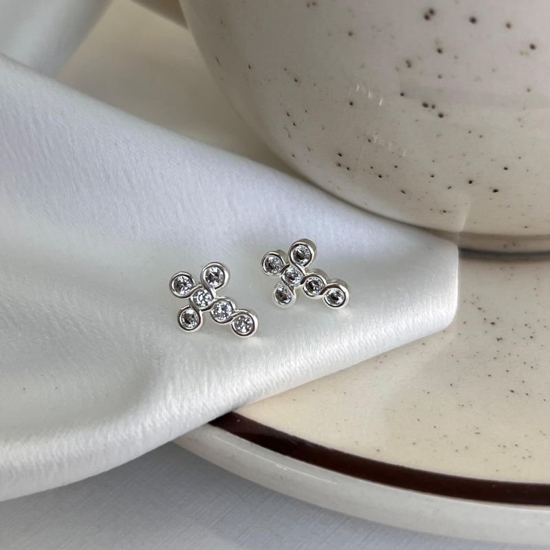 Brinco Cruz Banho Ouro 18k/Prata 925