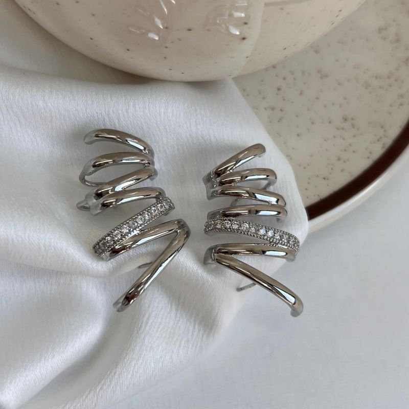 Brinco Ear Cuff Biju Fina Ouro 18k/Prata 925