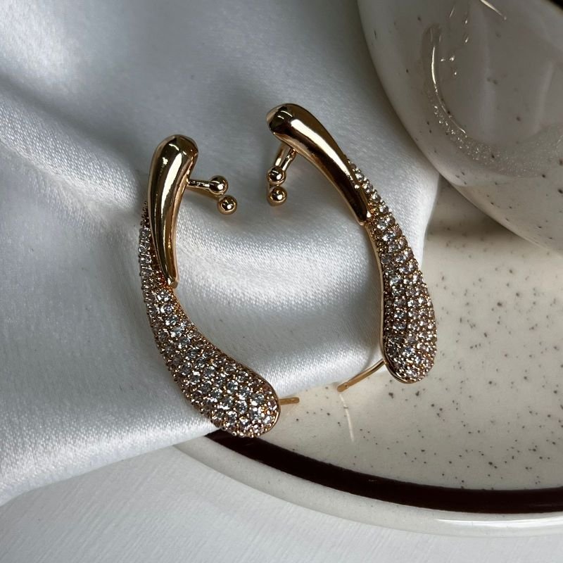 Brinco Ear Cuff Biju Fina Dourado/Ródio