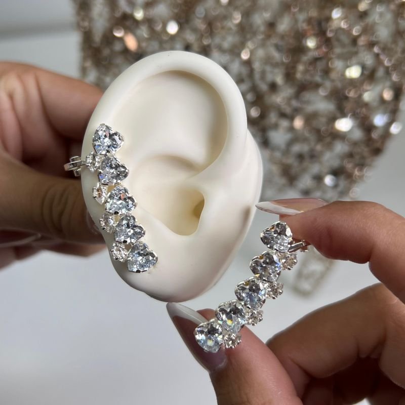 Brinco Ear Cuff Coração De Zircônia