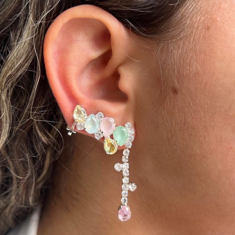 Brinco Ear Cuff Cravejado Banho Ouro 18k/Prata 925