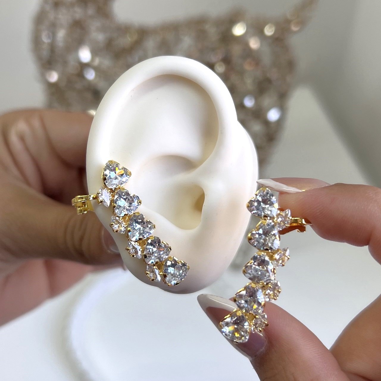 Brinco Ear Cuff Coração De Zircônia