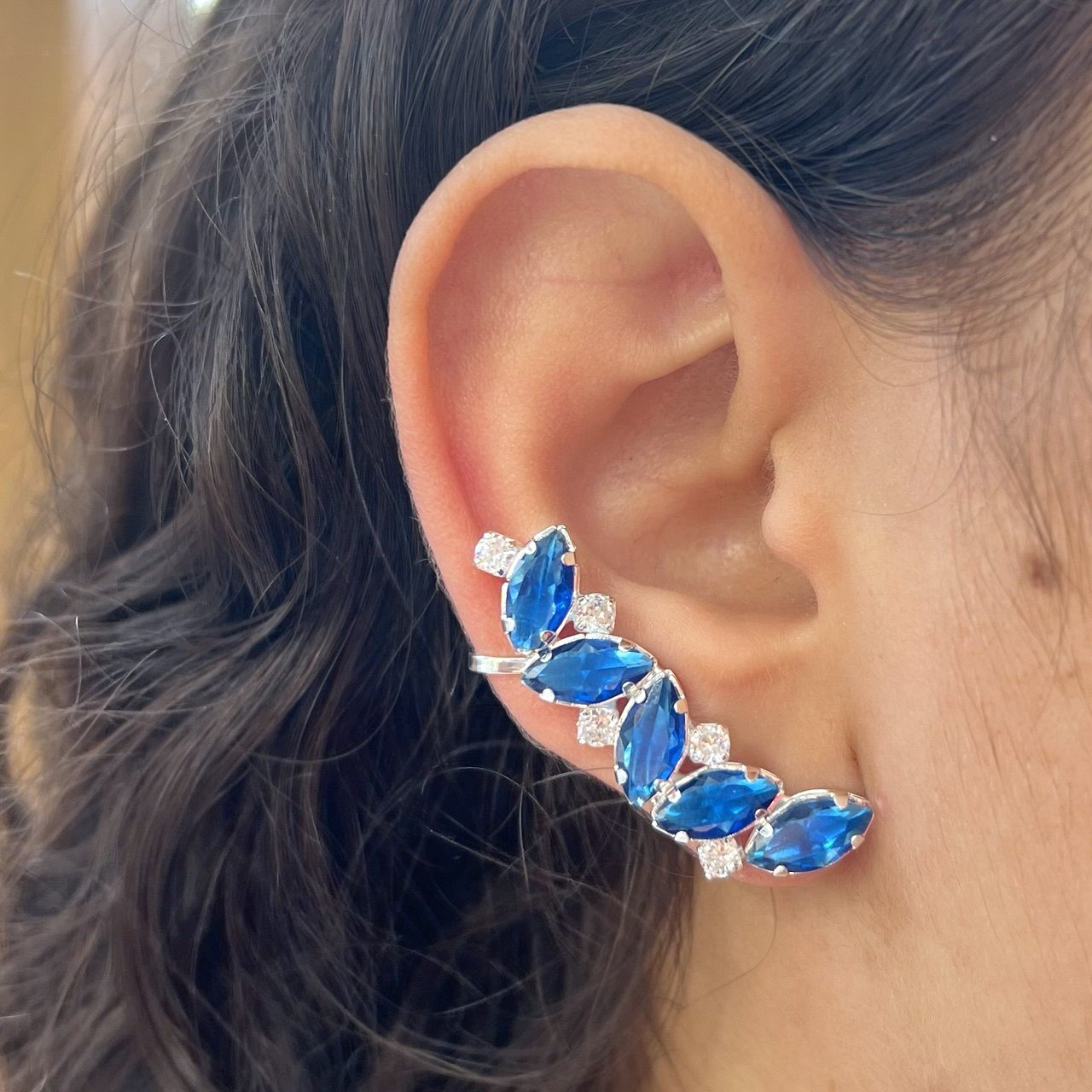 Brinco Ear Cuff Navete De Zircônia