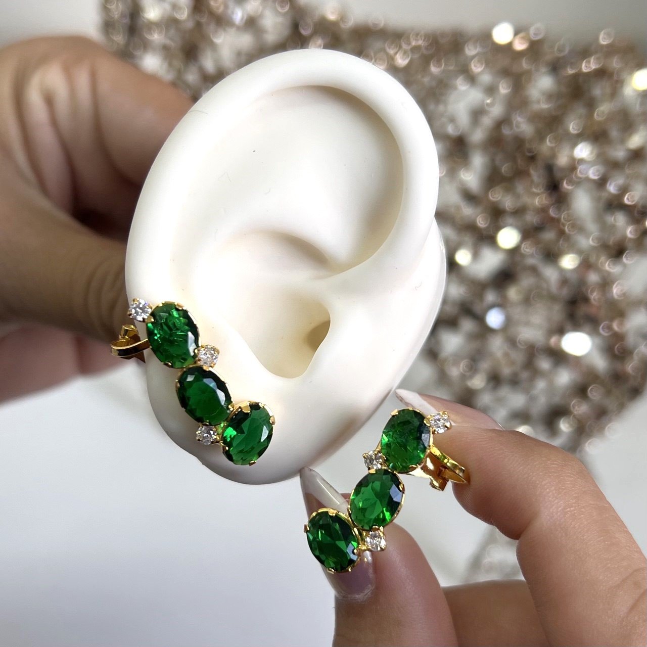 Brinco Ear Cuff Oval De Zircônia