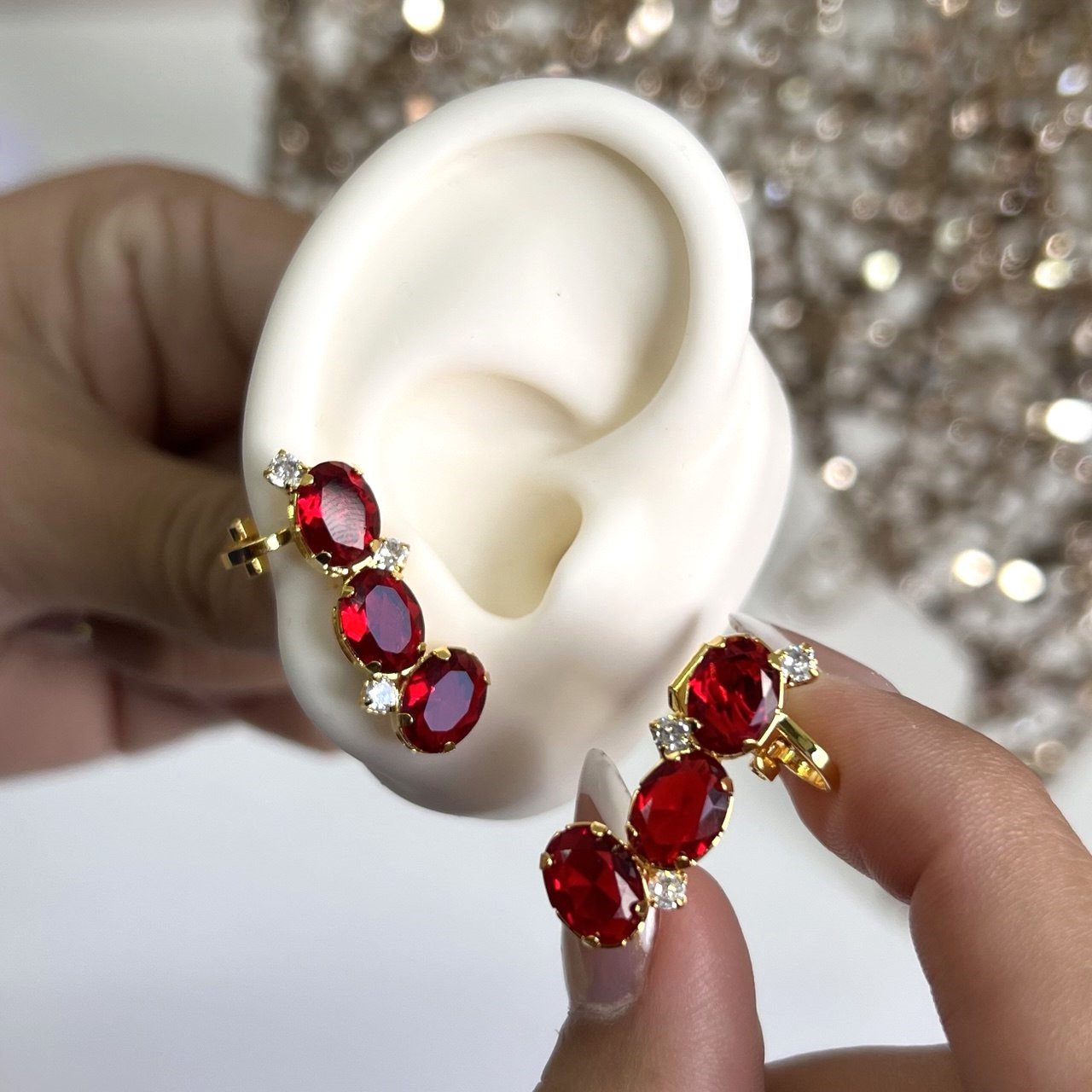 Brinco Ear Cuff Oval De Zircônia