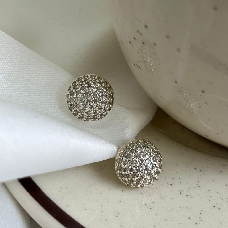 Brinco Esfera Com Zircônia Banho Ouro 18k/Prata 925