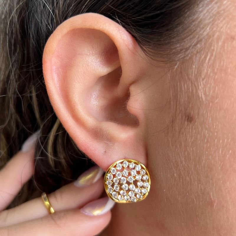 Brinco Espiral Banho Ouro 18k/Prata 925