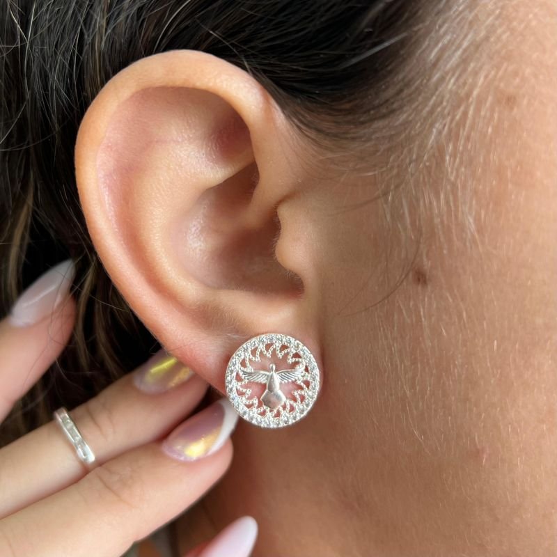 Brinco Espirito Santo (M) Banho Ouro 18k/Prata 925