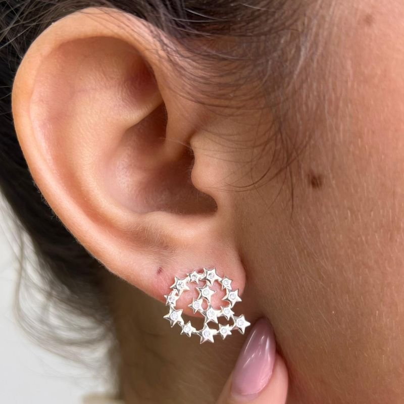 Brinco Estrelas Banho Ouro 18k/Prata 925