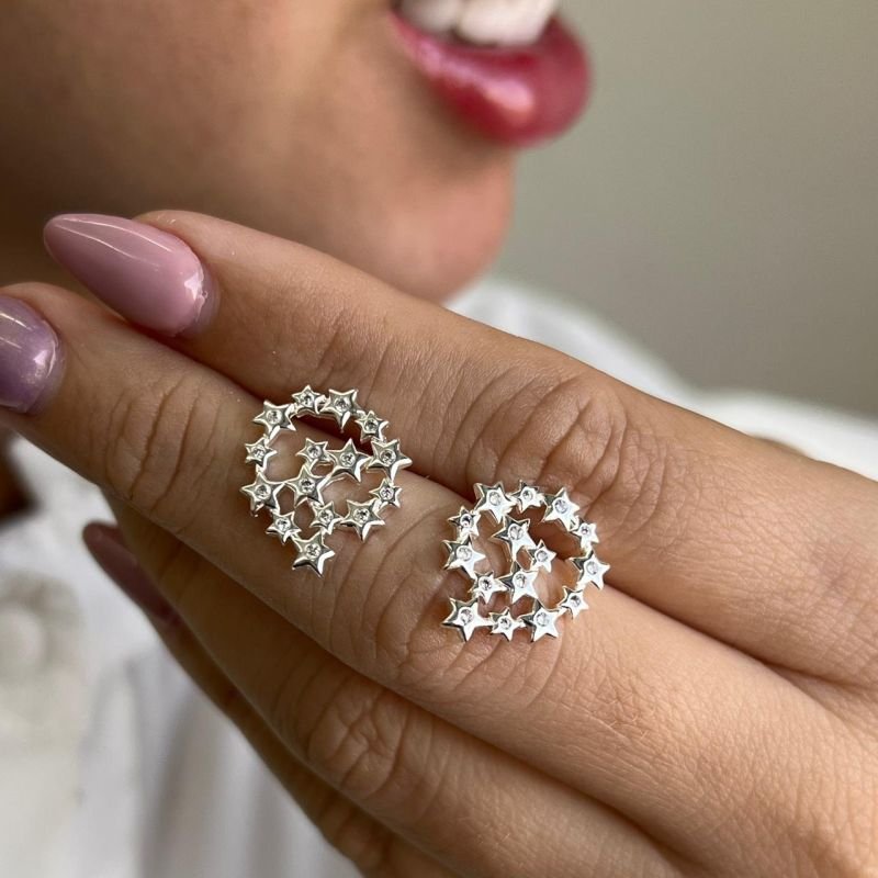 Brinco Estrelas Banho Ouro 18k/Prata 925