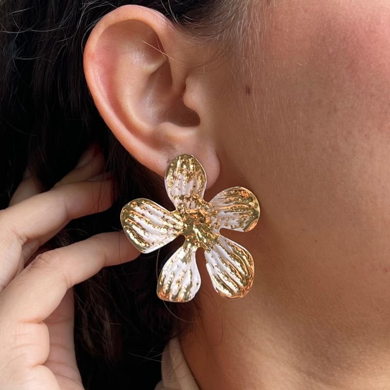 Brinco Flor Esmaltado Biju Fina