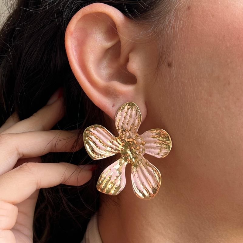 Brinco Flor Esmaltado Biju Fina