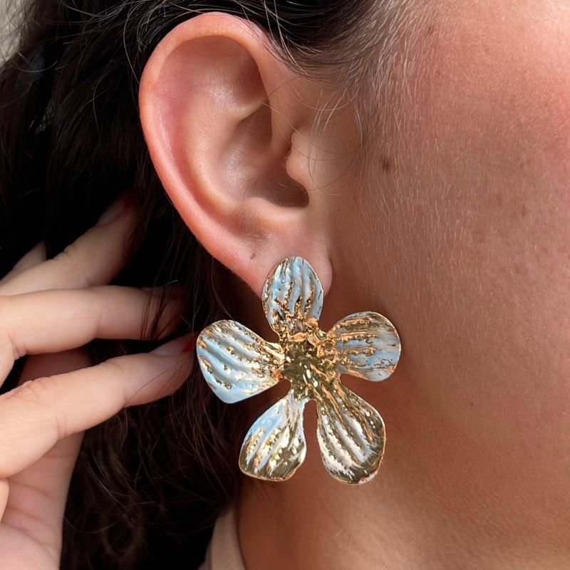 Brinco Flor Esmaltado Biju Fina