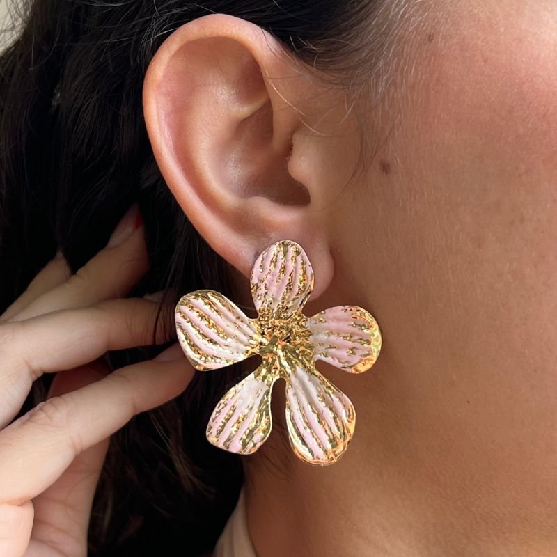 Brinco Flor Esmaltado Biju Fina