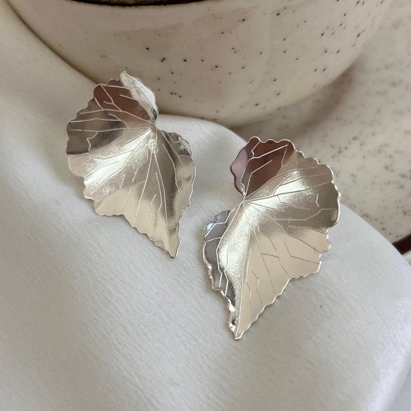 Brinco Folha Banho Ouro 18k/Prata 925