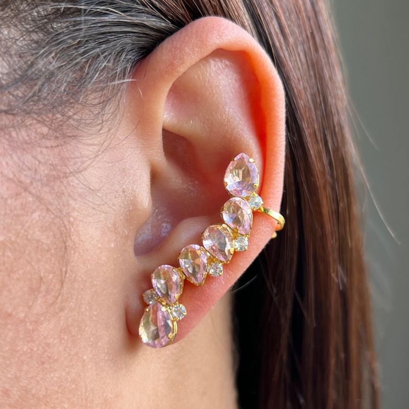 Brinco Pedraria Banho Ouro 18k/Prata 925