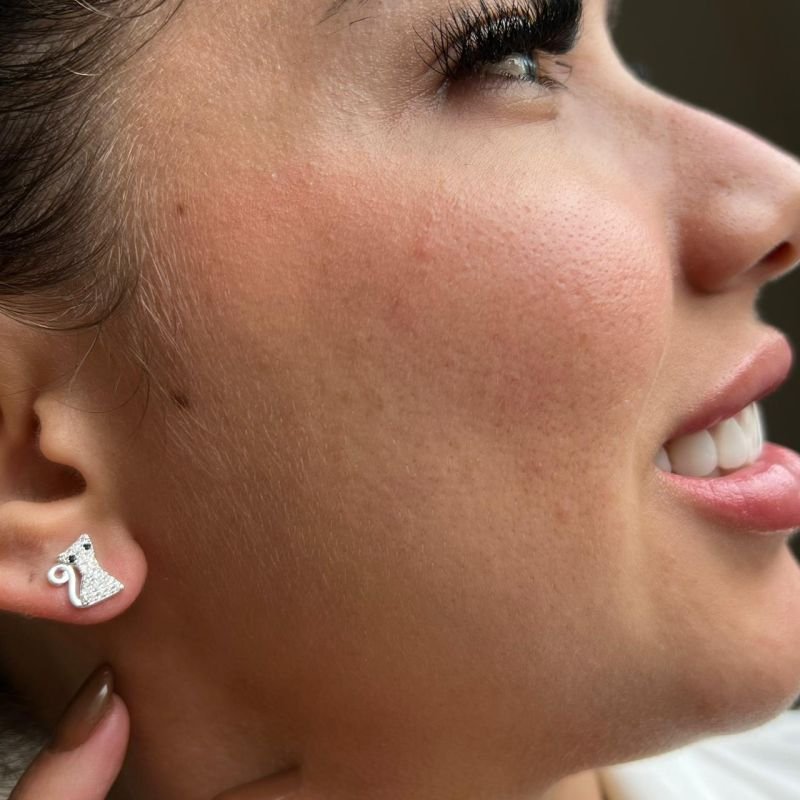 Brinco Gatinho Em Micro Zircônia Banho Ouro18k/Prata 925