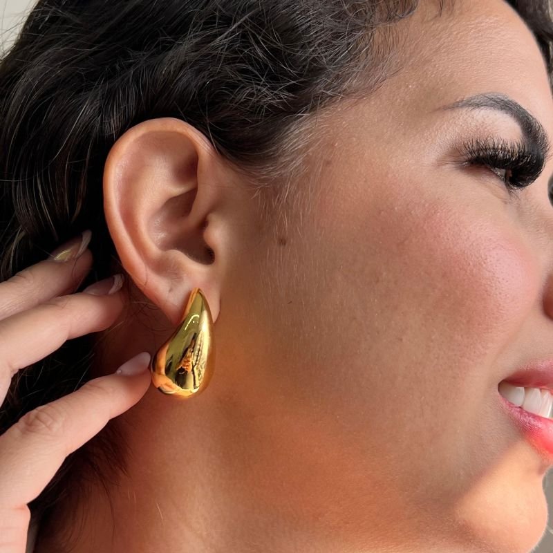 Brinco Gota (G) Banho Ouro 18k