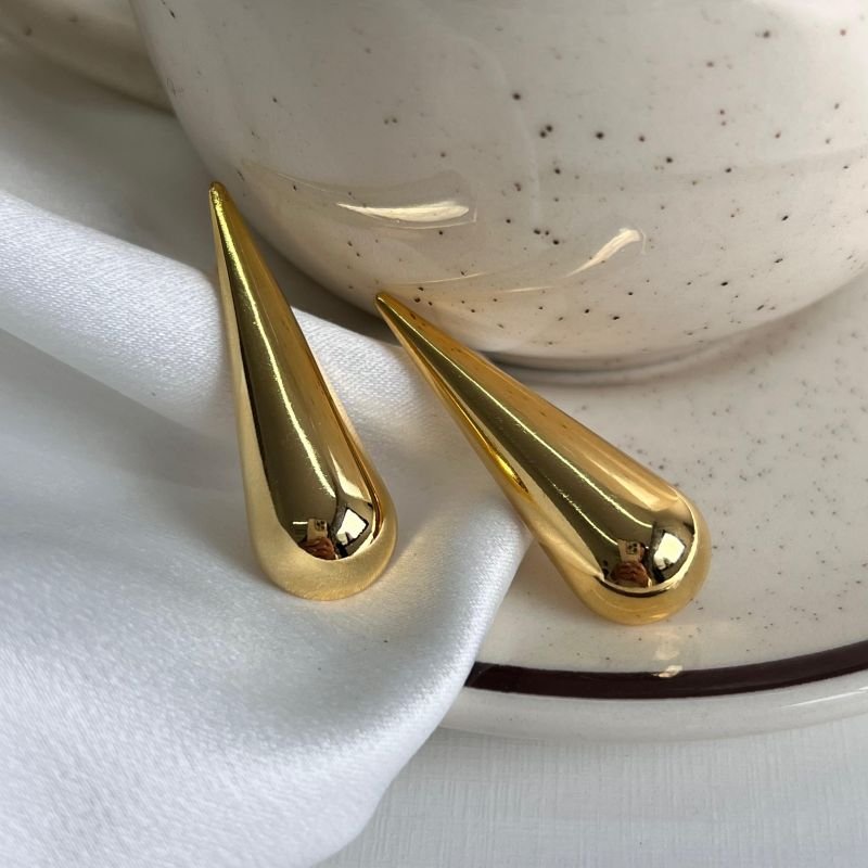 Brinco Gota Banho Ouro 18k