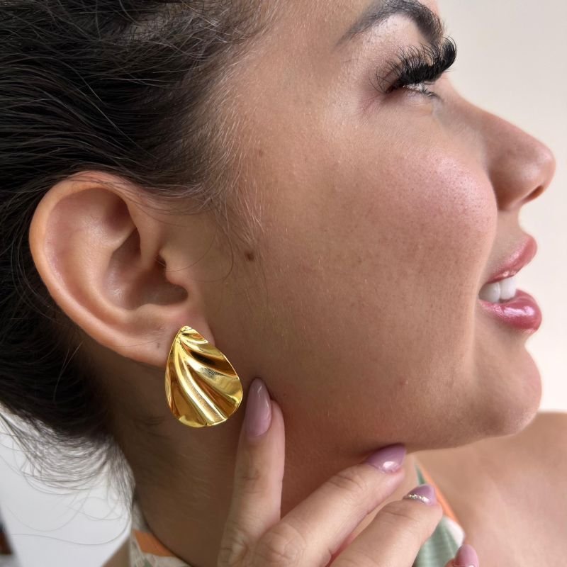 Brinco Gota Banho Ouro 18k/Prata 925