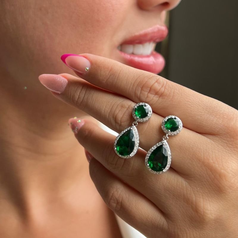 Brinco Gota Cravejado Biju Fina Dourado/Ródio