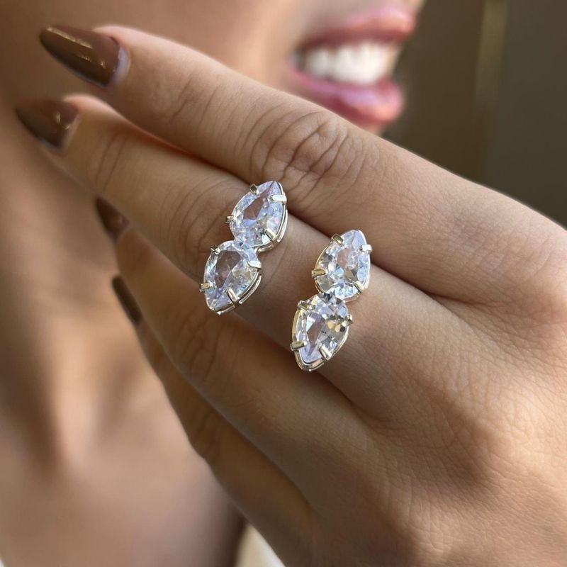 Brinco Gota De Zircônia Banho Ouro 18/Prata 925