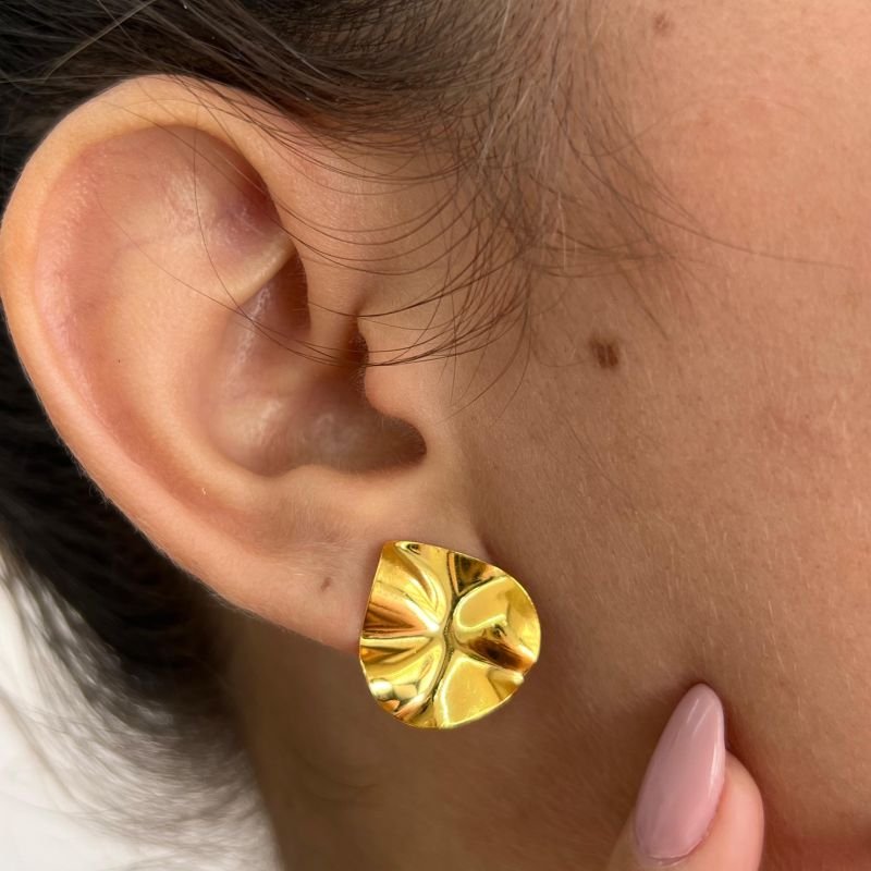 Brinco Gota Orgânico PP Banho Ouro 18k/Prata 925