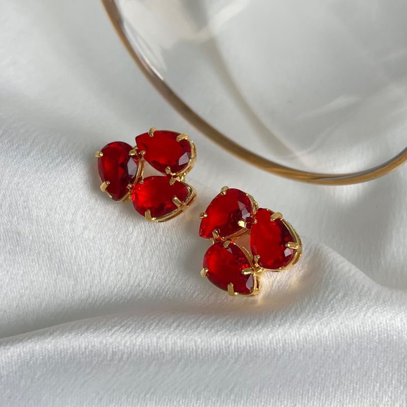 Brinco Gotas Pedraria Banho Ouro 18k/Prata 925