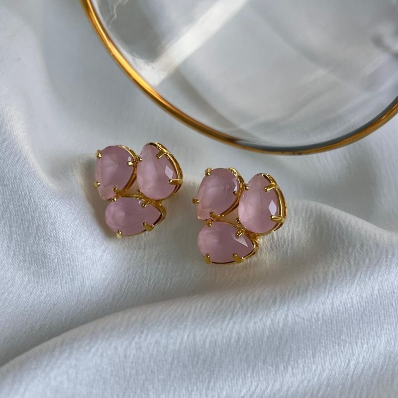 Brinco Gotas Pedraria Banho Ouro 18k/Prata 925