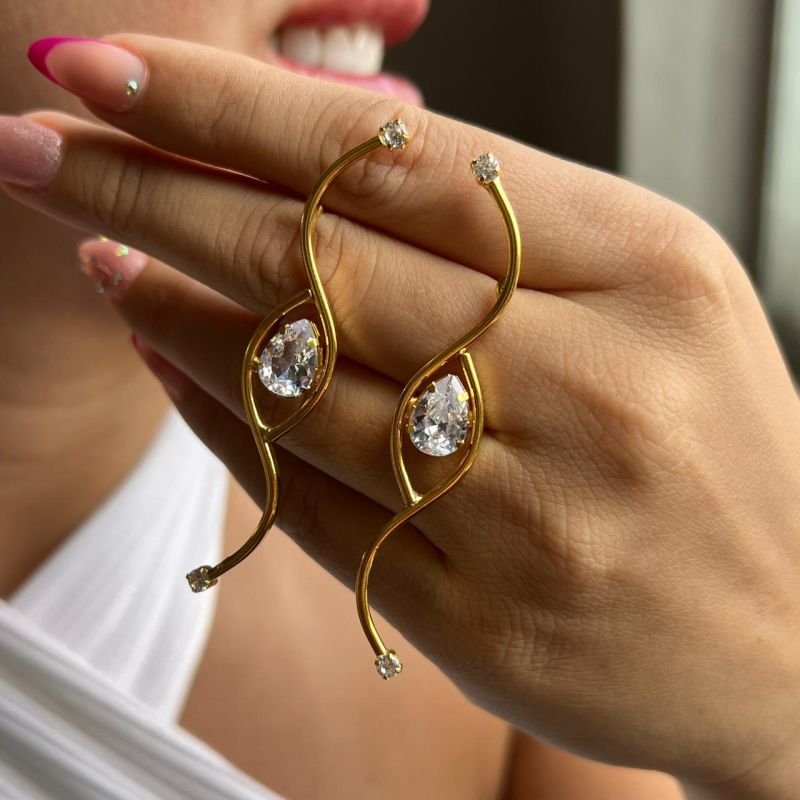 Brinco Grande Banho Ouro 18k