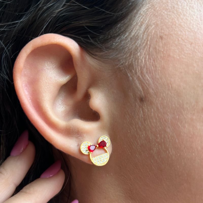 Brinco Inspiração Cravejado Banho Ouro 18k/Prata 925