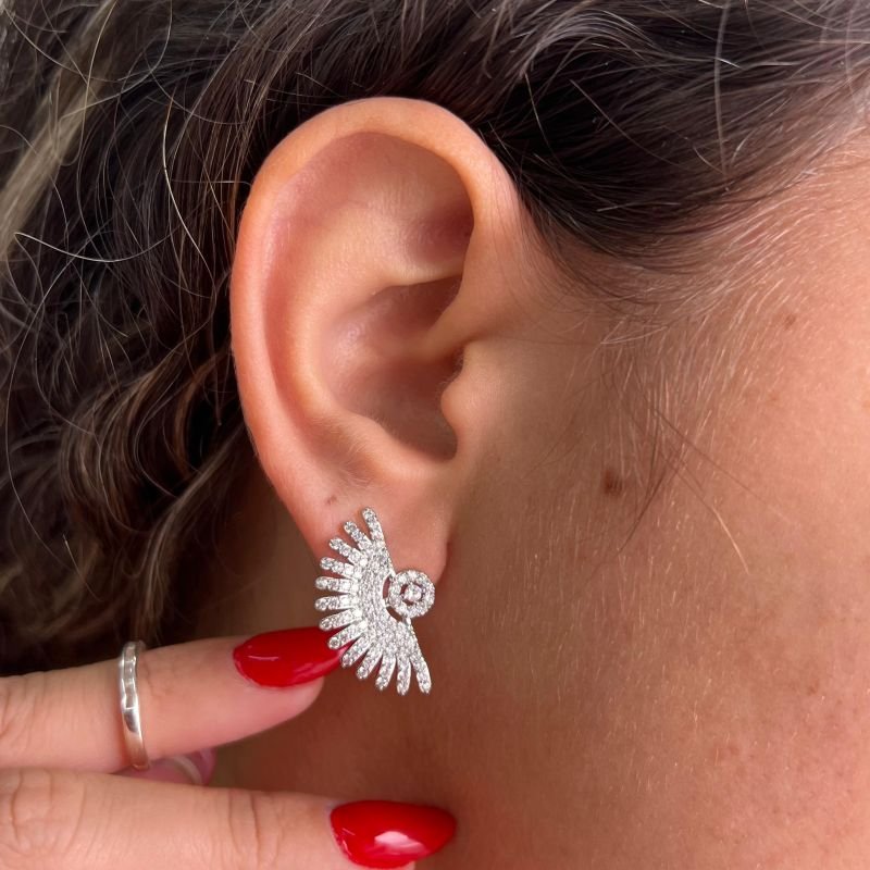 Brinco Leque Biju Fina Dourado/Ródio